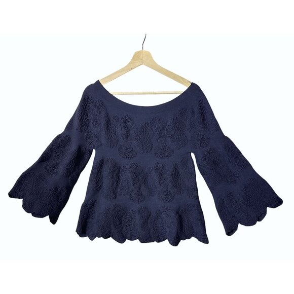 D. Exterior Made In Italy Scallop Trim Jacquard Small Black Tunic Whimsigoth - Picture 1 of 16